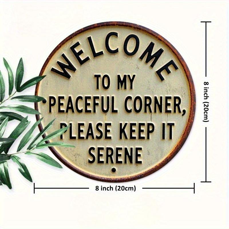

2d Flat 20*20cm Circular Wooden Sign, Welcome To My Peaceful Corner, Please Keep Quiet Sign, Home Gift Window Decoration, Porch, Room, Home 20*20cm