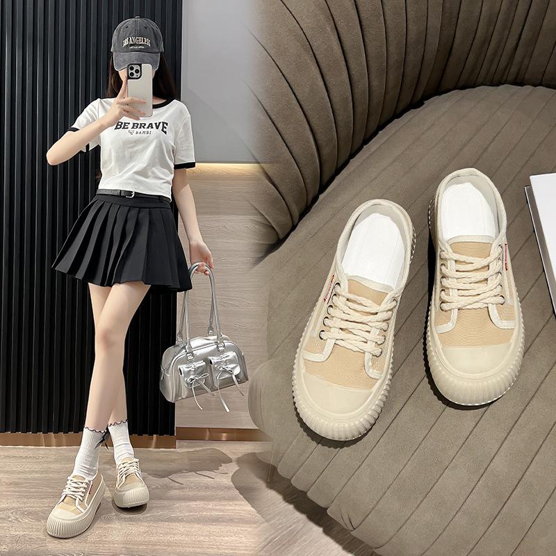 Women's Shoes for Winter New Korean Style Thick-soled Canvas Shoes Breathable and Comfortable Trendy Board Shoes Fashionable Youthful
