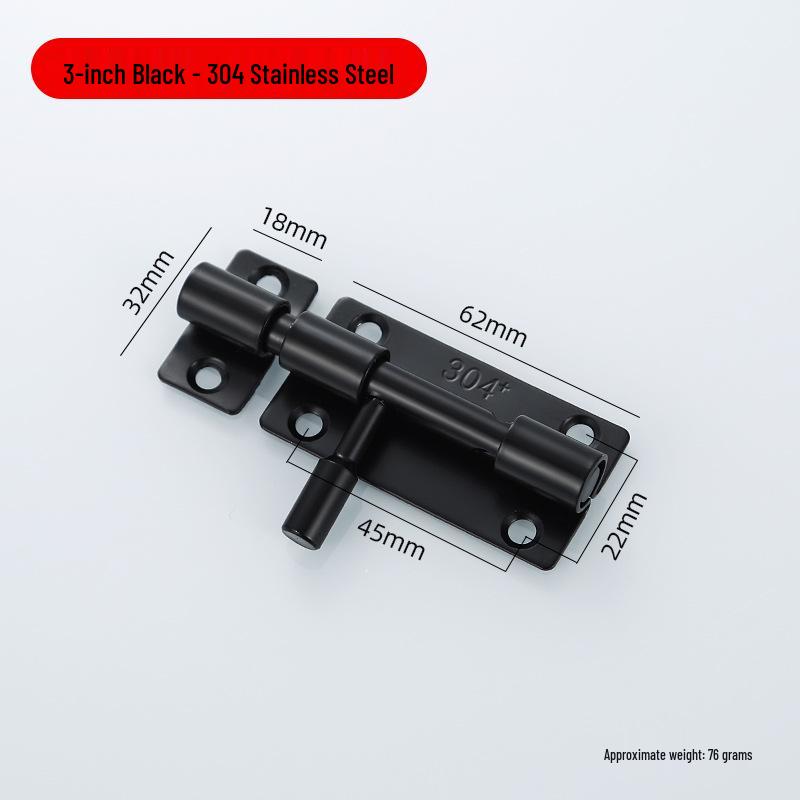 Surface-Mounted 304 Stainless Steel Anti-Theft Door Bolt, No Drilling Needed, for Wooden & Sliding Doors, Thickened Latch