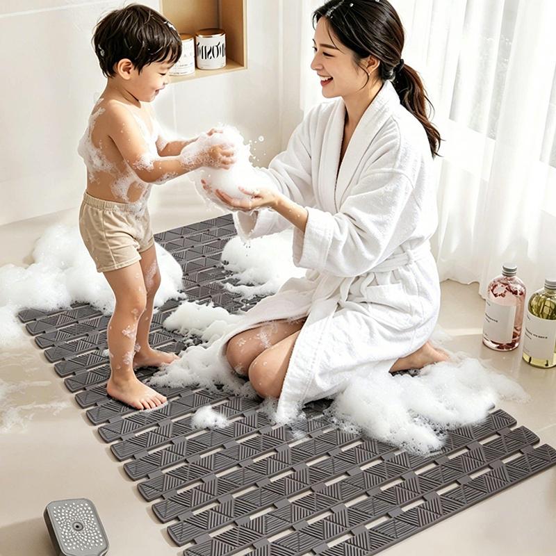 Non Slip Soft Bath Shower Mat With Textured Grip And Fast Drain Holes Perfect For Bathroom Tub Wet Floor Daily Use