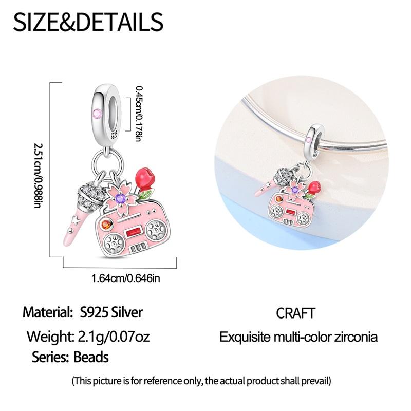 Party Series Charm 925 Sterling Silver Feather Music Dance Dangle Pendant Fit Original Charm Bracelets Women DIY Jewelry Gift