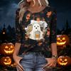 Women's Casual 3/4 Sleeve Halloween Print Neck Top