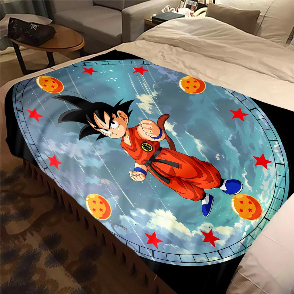 1PC Son Goku Print Flannel Blanket, High Quality All Seasons, Home Decor, Warmth and Comfort, Perfect for Christmas Gifts