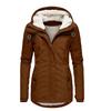 Womens Warm Mid-Length Hooded Cotton Blend Coat Winter Commute Office Wear