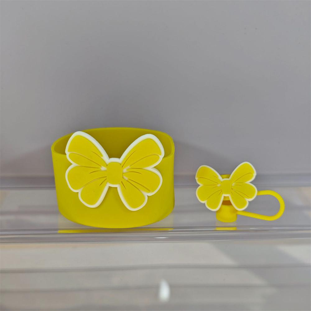 Cute Bow Silicone Boot Bottom Sleeve Cover for Stanley 30/40 OZ Tumbler Cup Protection Case Straw Covers Cap For Stanley Cup