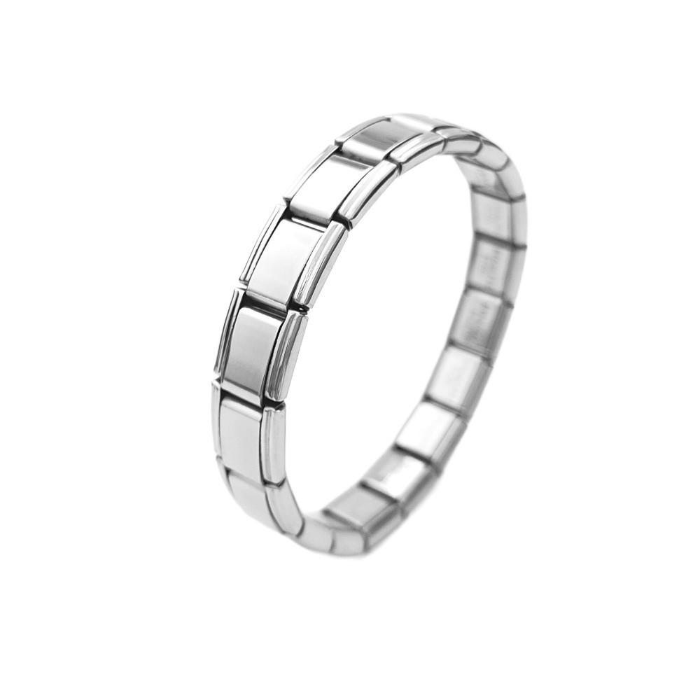 Stretchable Italian Chain Link Bracelet Square 9mm Modular Stainless Steel Bracelet Jewelry Making HipHop Elastic Hand Chain