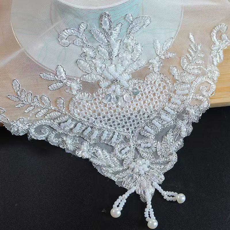 Luxury Silver Beads Flowers Embroidery Table Cloth Cover Wedding Tablecloth Kitchen Christmas Table Decoration and Accessories