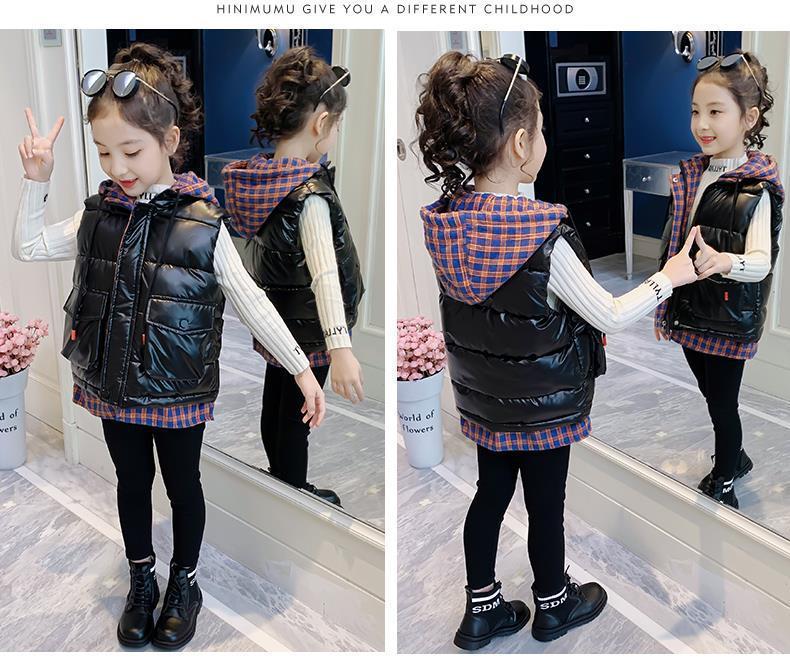 Girls' Fashionable Cotton Vest Jacket - 2025 Winter Style, Thickened Two-Piece Outerwear for Autumn and Winter