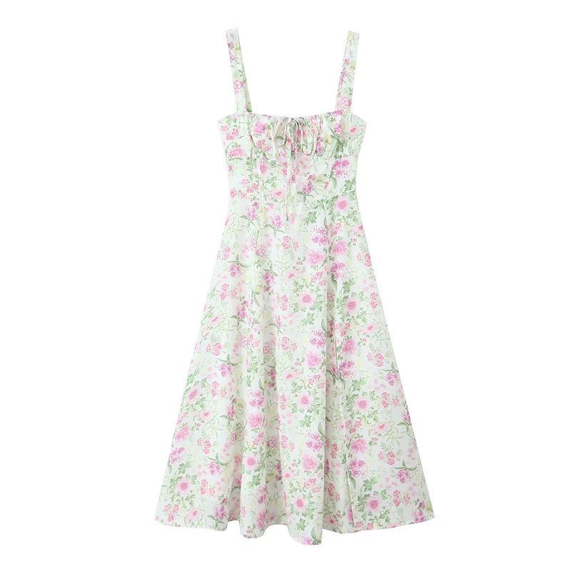 

Kaslead New Arrival Women s Clothing Fashion Style Fashion French Drawstring Strap Split Hanging Closing Belt Long Dress Color S