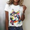 Summer Round Neck 3D Simple Print Top Fashionable Casual Short Sleeved Women's T-shirts
