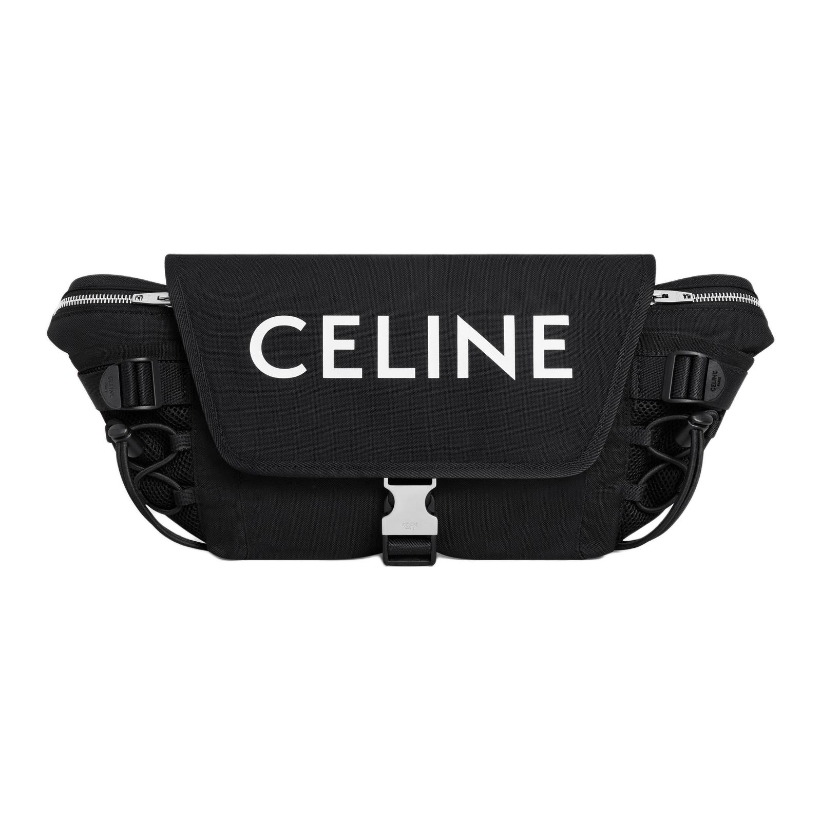 

Celine Logo Print Adjustable Shoulder Strap Nylon Waist Bag Small Men Waist Bag Black 116362DMT-38SI Basic Set (Bag+Dust Bag)