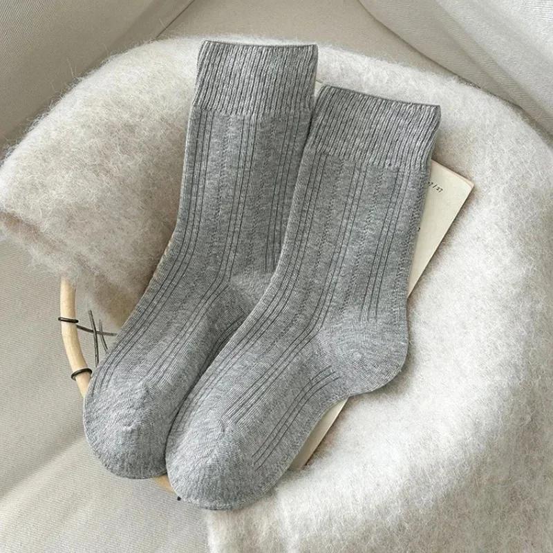 

1/6pairs Cashmere Wool Socks Women s Winter Thicken Warm Black White Pack Set Thermal Japanese Fashion Solid Color One Size