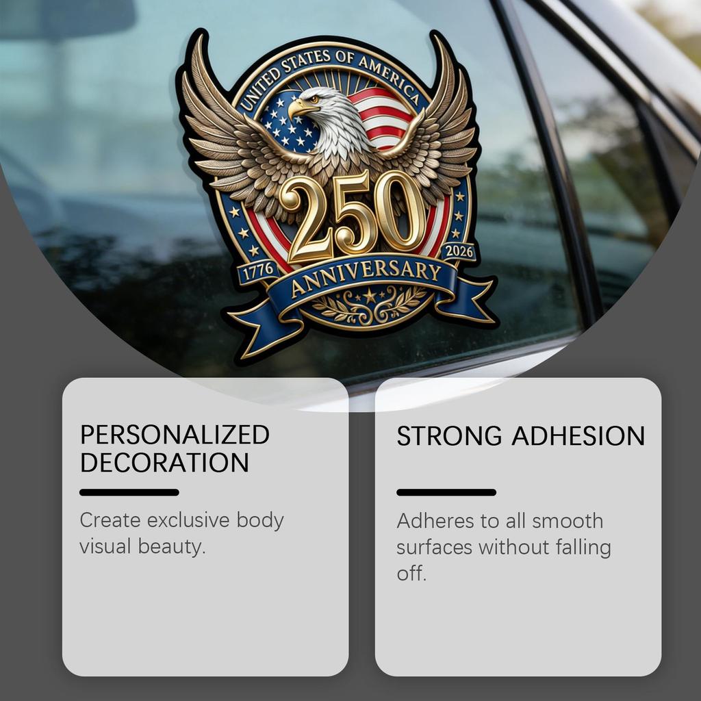 American Retro Eagle Flag Car Window Decal - 250th Anniversary Edition
