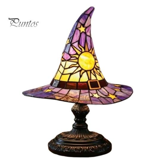 Witch Hat Lamp LED Night Light Soft Glow Battery Powered Handmade Gothic Wizard Hat Shape Light Bedside Lamp Decoration