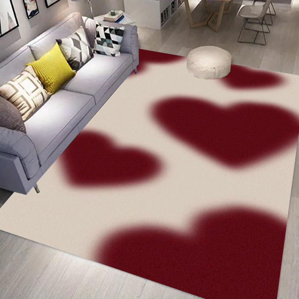 

Romantic Heart Print Area Rug Non Slip Decorative Floor Mat for Living Room Bedroom Valentine Day Home Decor Multiple Styles 40X60cm