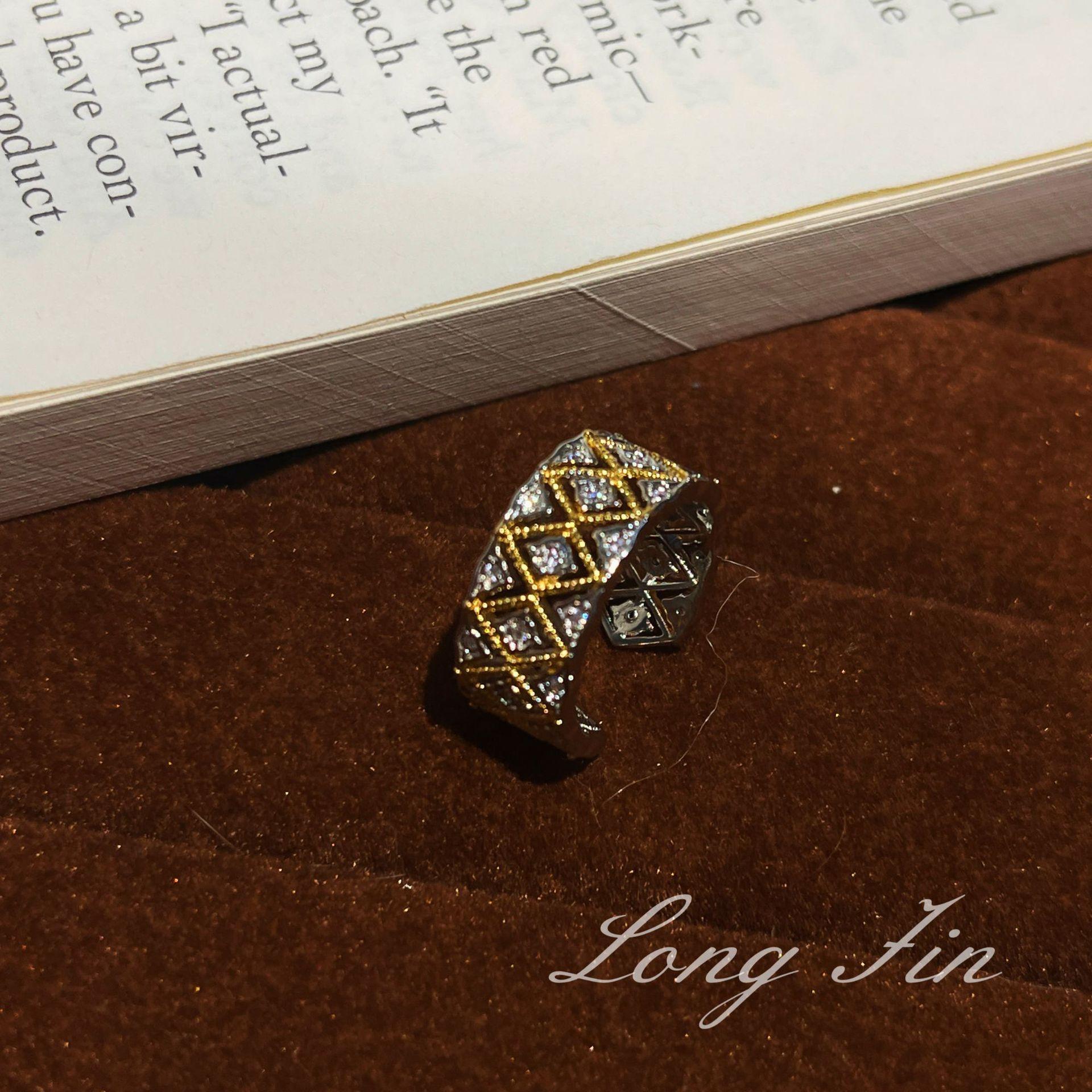 Italian Brushed Craft Bratti Retro Court Style Cross Flower Ring Women S Diamond Four-Leaf Clover Ring