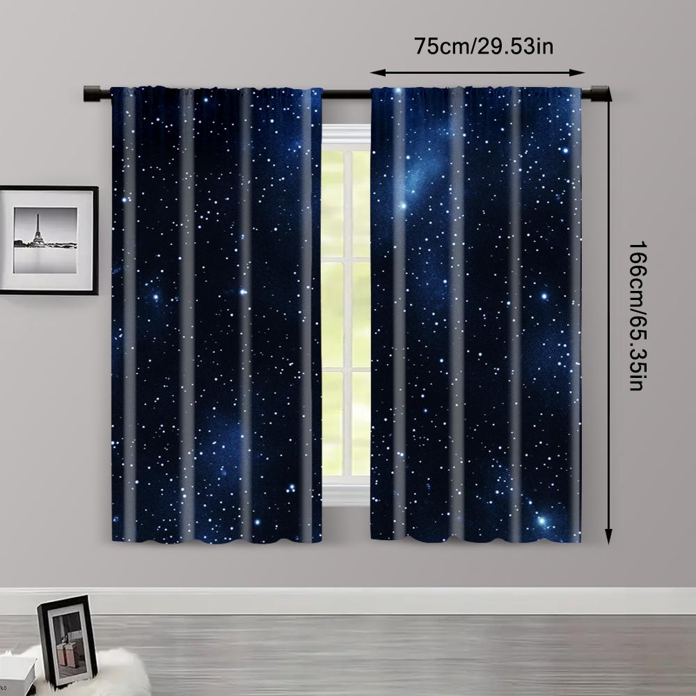 2pcs, Curtains Roller Blinds 2D print Starry Night Sky Machine Washable (without rod) Decorations For Home for Bedroom, Living