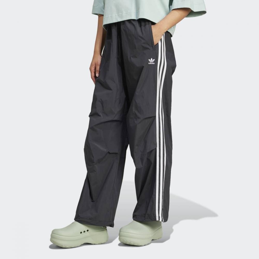 Adidas 3 Stripe Woven Parachute Pants Loose Fit Black Iy7251 AS(90)