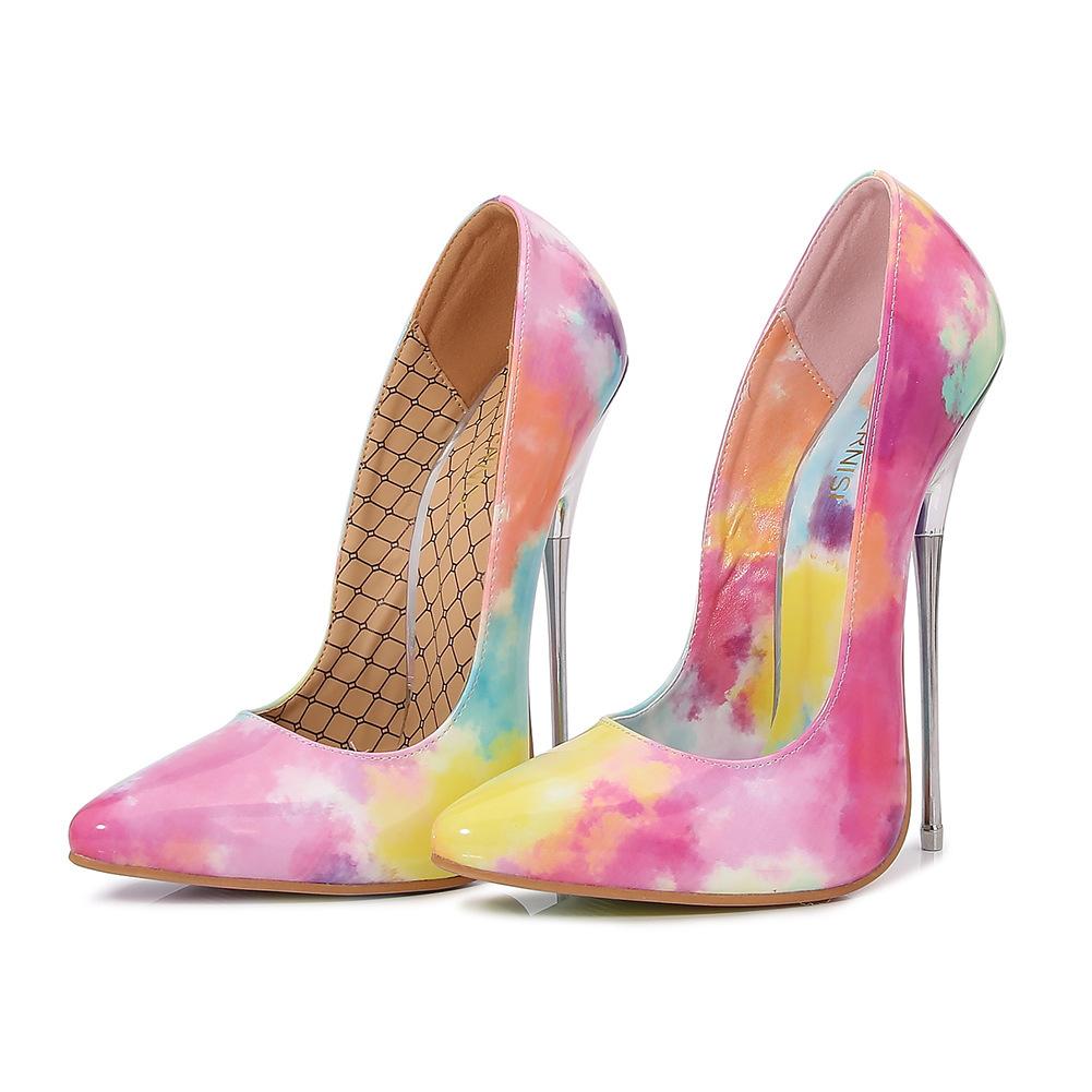 Women Big Size Hand Painted Graffiti Pointed Toe Stiletto Pumps Art Pattern Fashion Nightclub Party High Heels WZ-A16-35