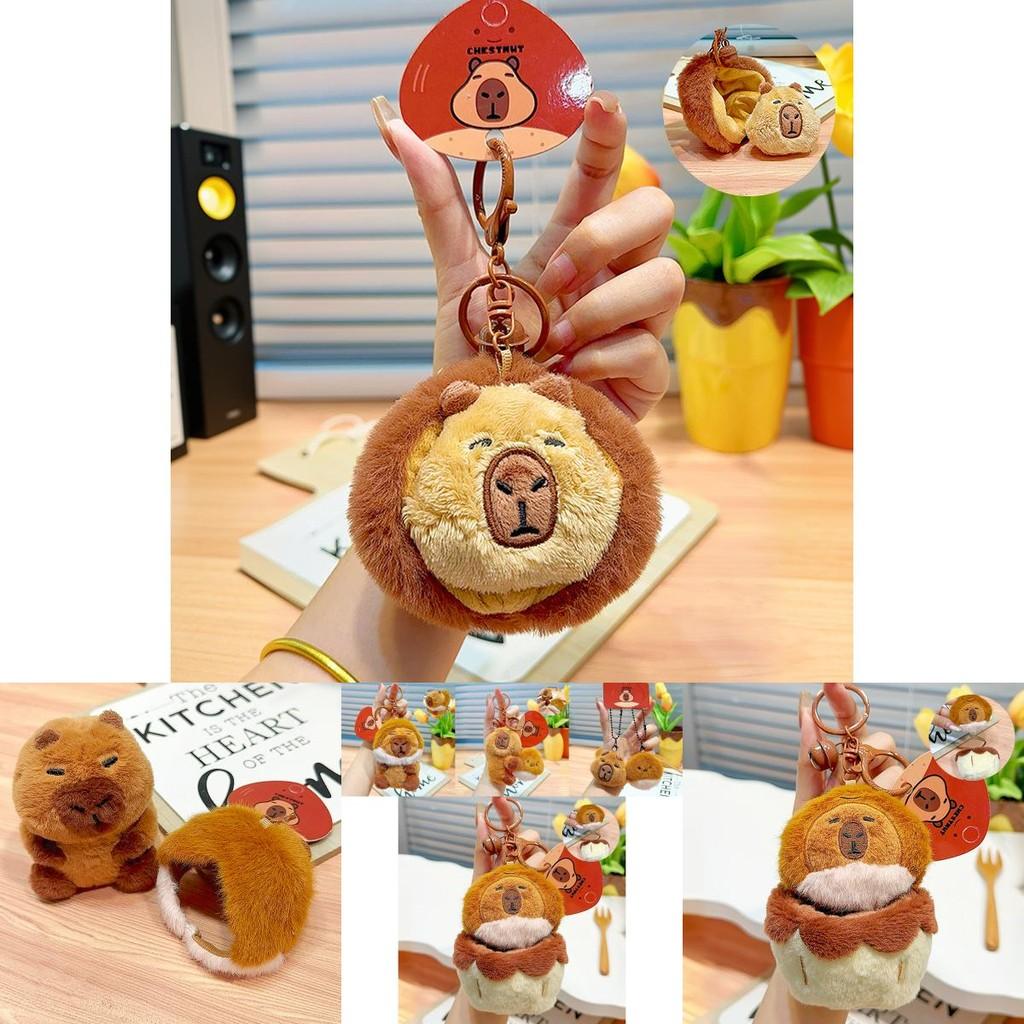 Adorable Capybara Chestnut Plush Keychain Pendant Cute Cartoon Style Accessory