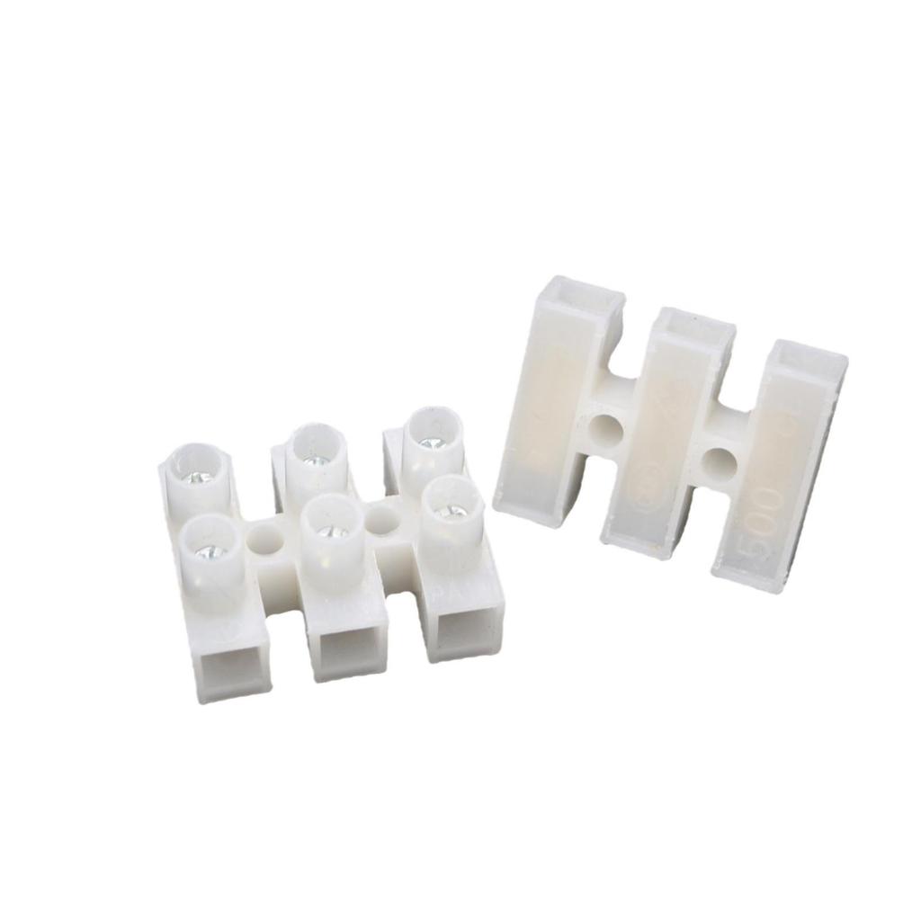 Flame Retardant PA10-3P Brass Terminal Block, 3-Position with Cross Screw and 10mm Hole Spacing