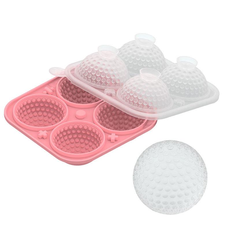 Bac à Glaçons Forme de Golf 4 Glaçons Sphériques Moule à Glaçons Sphériques pour Whisky Bac à Glaçons Sphériques avec Entonnoir Plateau en Silicone