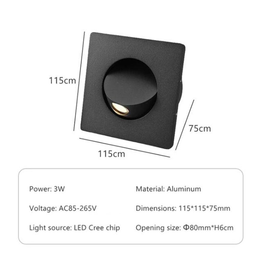 Embedded LED Wall Lamp, 360 Degree Rotation, Adjustable Angle, Hidden Recessed, Bedside Light, Folding Switch, Aisle Stair Sconc