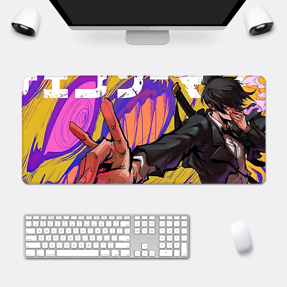 Anime Chainsaw Man Mauspade HD-Druck Computer-Gamer Verriegelungskante Rutschfestes Mauspade XXLxcm Tastatur PC Schreibtischunterlage