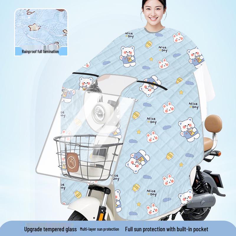 2026 Summer Sunshade Electric Scooter Windproof Blanket with Tempered Film and Battery Cover