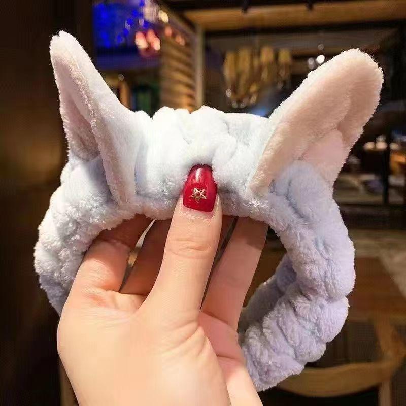 Women's Cute Rabbit Ears Bowknot Face Wash Headband Hair Tie Accessories