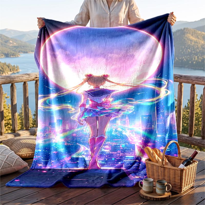 Warm Flannel Throw Blanket,Sailor Moon Lightweight Cozy Blanket For Bed Sofa And Daily Use