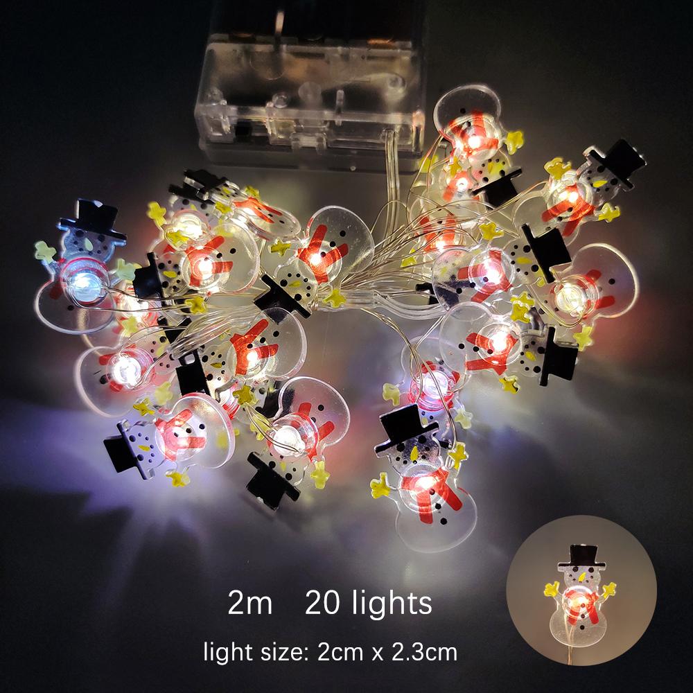 2M 20Leds საშობაო განათების სიმებიანი სანტა კლაუსი ფიფქია Led Light Xmax Garland სინათლის ორნამენტი საბავშვო საჩუქარი საშობაო დეკორაცია 2024