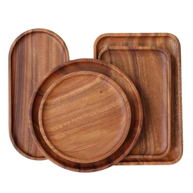 Acacia Wooden Tray Wooden Plate Style Sushi Pizza Steak Wooden Plate Cake Bread Afternoon Tea Fruit Plate