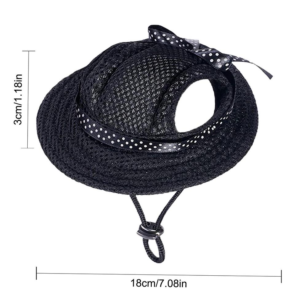 Breathable Dogs Sun Hats Round Brim Dog Visor Hat Outdoor Breathable Sun Protection With Ear Holes Mesh Sun With Adjustable Chin