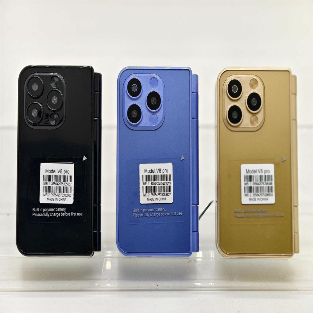 V8Pro Dual-Screen Flip Phone: Elderly-Friendly 2G Model with Large Buttons and Multi-Language Support