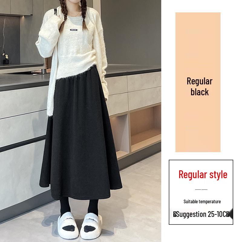 

Women s Plus Size Autumn & Winter Woolen Plaid Velvet Umbrella Skirt 4XL (165-180 lbs) (Fabric Upgrade)
