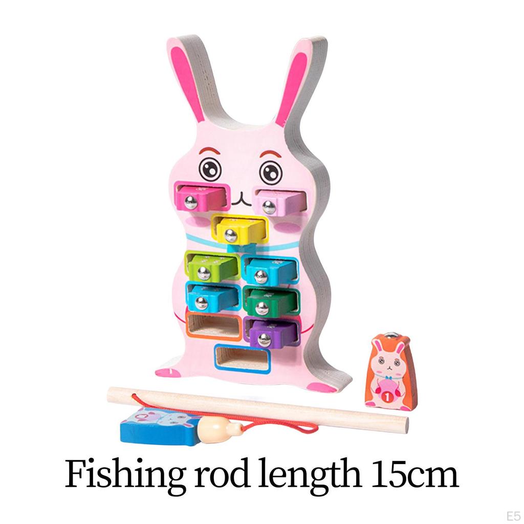 Magnetic Wooden Fishing Game Learning Preschool for Kids Children Boys Girls Dinosaur