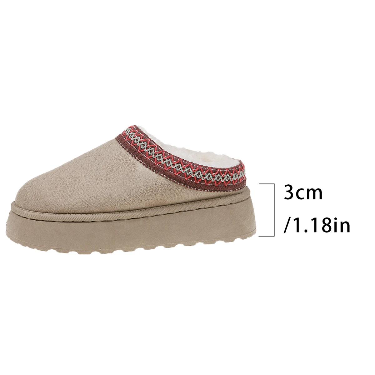 

Модные и модные женские тапочки 2024 года из флиса и меха, теплые, на толстой подошве, удобные, хлопковые туфли, женские хлопковые сапоги без каблука 42 бежевый