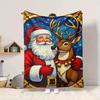 1Pc Vintage Santa Claus Portrait Blanket Soft And Comfortable Casual Warm Camping Travel Christmas Halloween Gift M91734