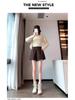 Women's Elastic High Waist Woolen A-Line Casual Shorts, Loose Fit, Autumn/Winter, Black.
