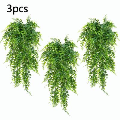 3pcs Persian Fern Leaves Home Garden Room Decor Hanging Artificial Plant Plastic Vine Grass Wedding Party Wall Home Decoration