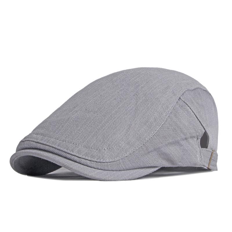 Spring Summer Beret Hat For Men Solid Black Gray Cotton Flat Peaked Herringbone Cap Women Outdoor Sun Ivy Hat Retro Newsboy Cap