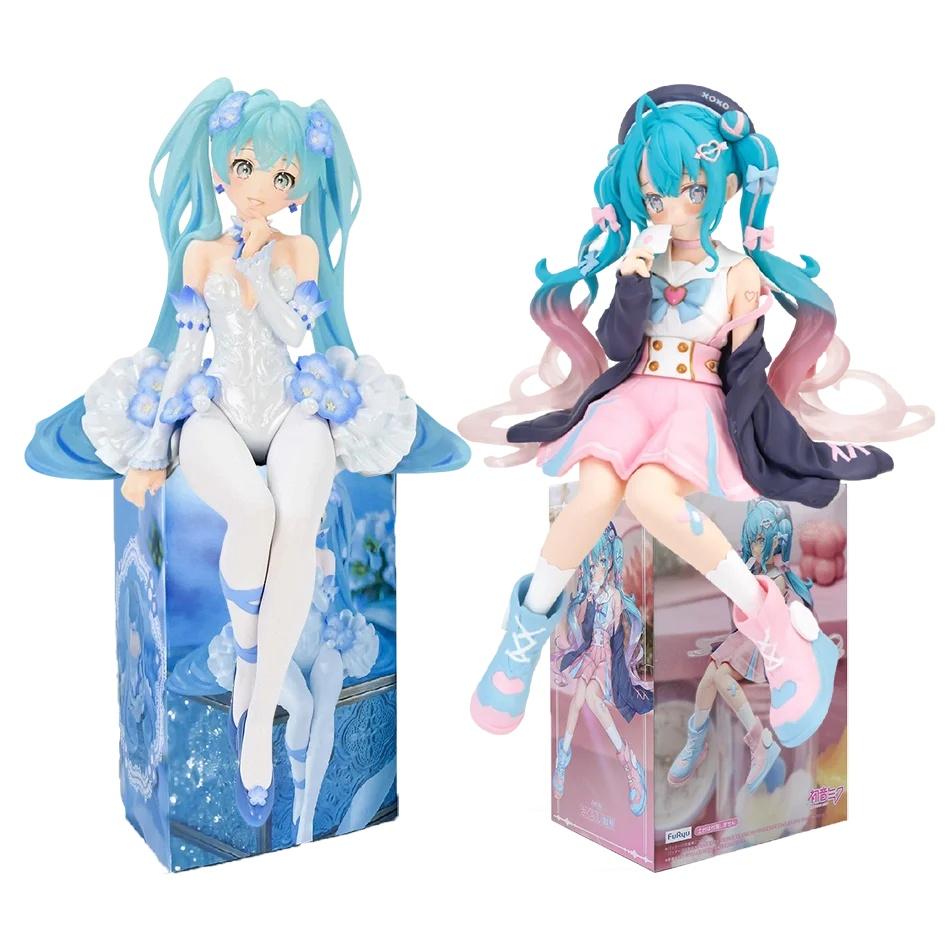 New Hatsune Miku Anime Figure Pink Sakura Sitting Position Pvc Action Figure Model Toy Decoration Collect Gifts