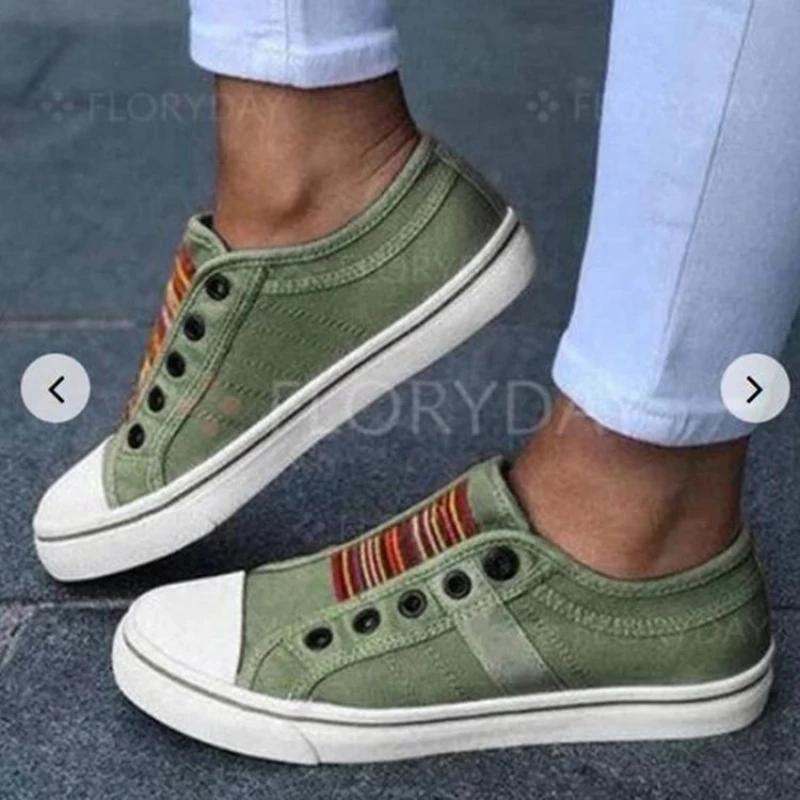 

Women s Canvas Shoes Summer Flats Sneaker Fashion Vulcanized Shoe Slip on Loafers Thick Sole Casual Woman Walking Shoes 39
