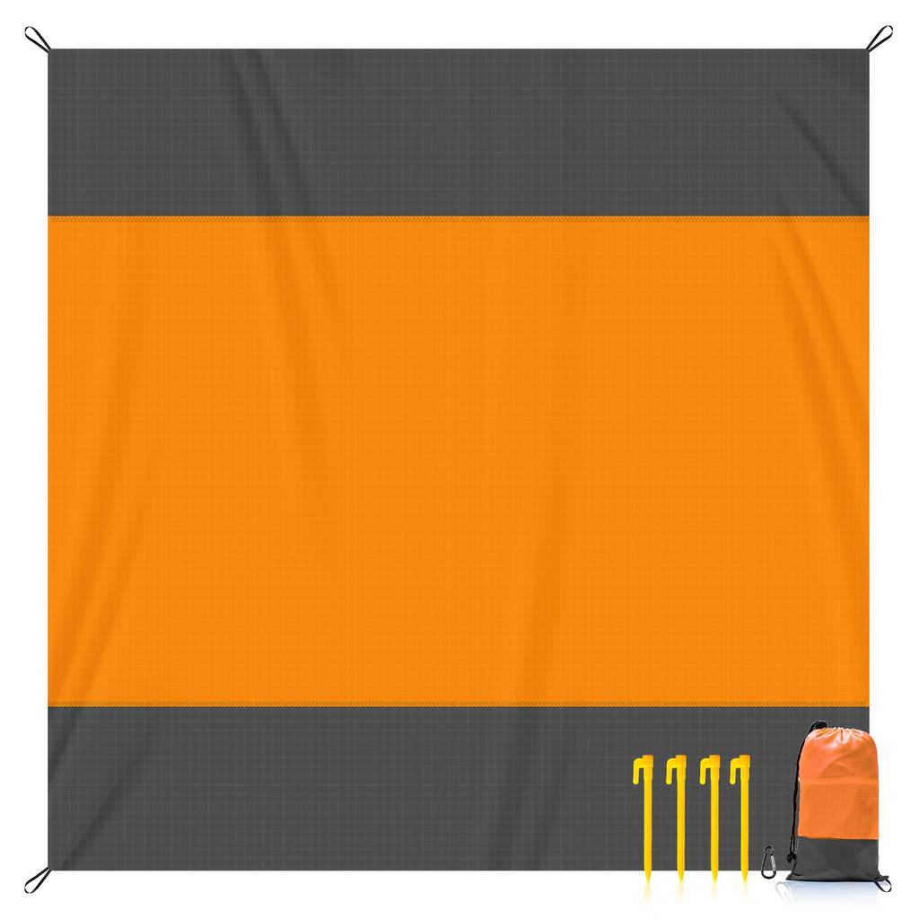 Oversized Beach Blanket Sand Free Water Resistant Ripstop Polyester Picnic Mat with 4 Stakes for 2-8 Adults Large Outdoor Rug