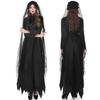 Adult Dark Vampire Cosplay Costume Gothic Ghost Bride Witch Long Dress Halloween Role Play Party