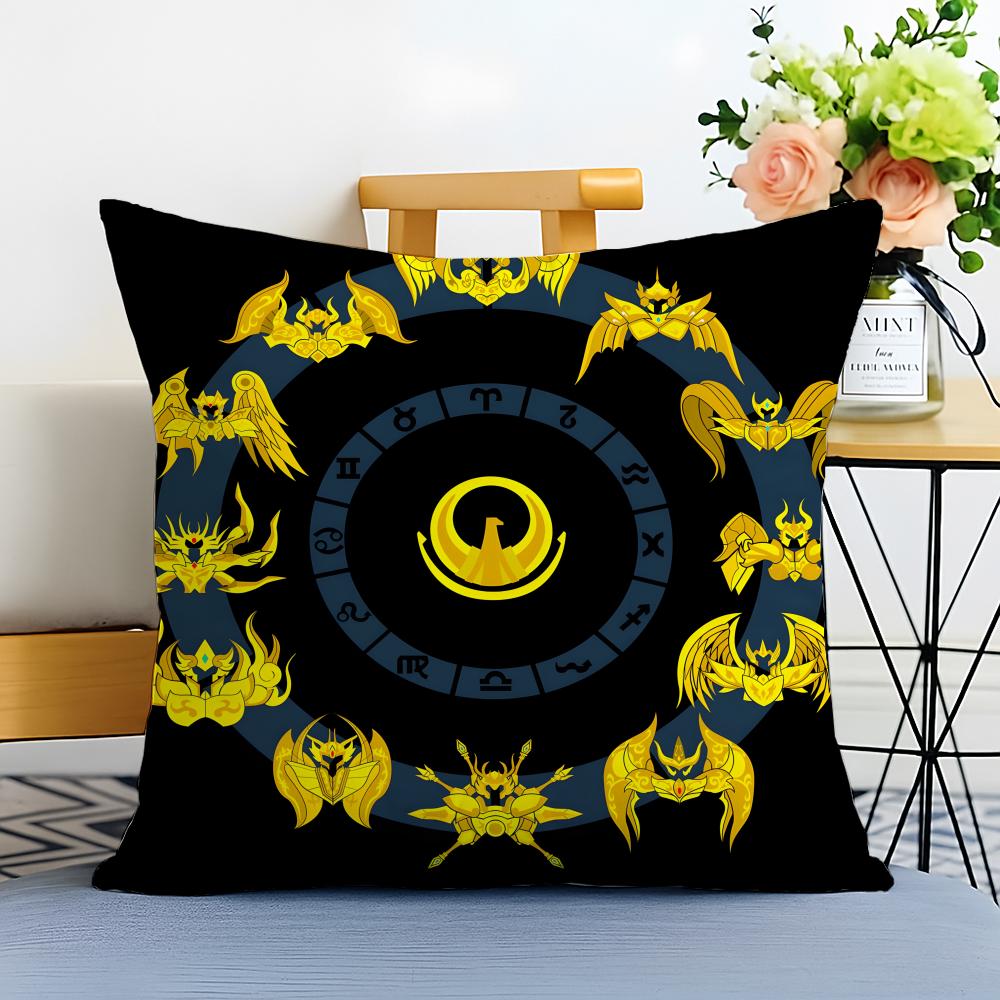 Heroic Mythological Warriors GGold Saint Cushion Cover Washable Linen Pillowcase Soft  for Sofa Bed Cozy Home Room Decor