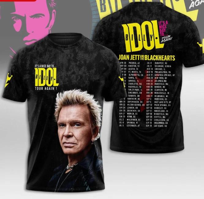 Billy Idol It s A Nice Day To Tour Again 3D All Over Printed T-Shirt TU87 M