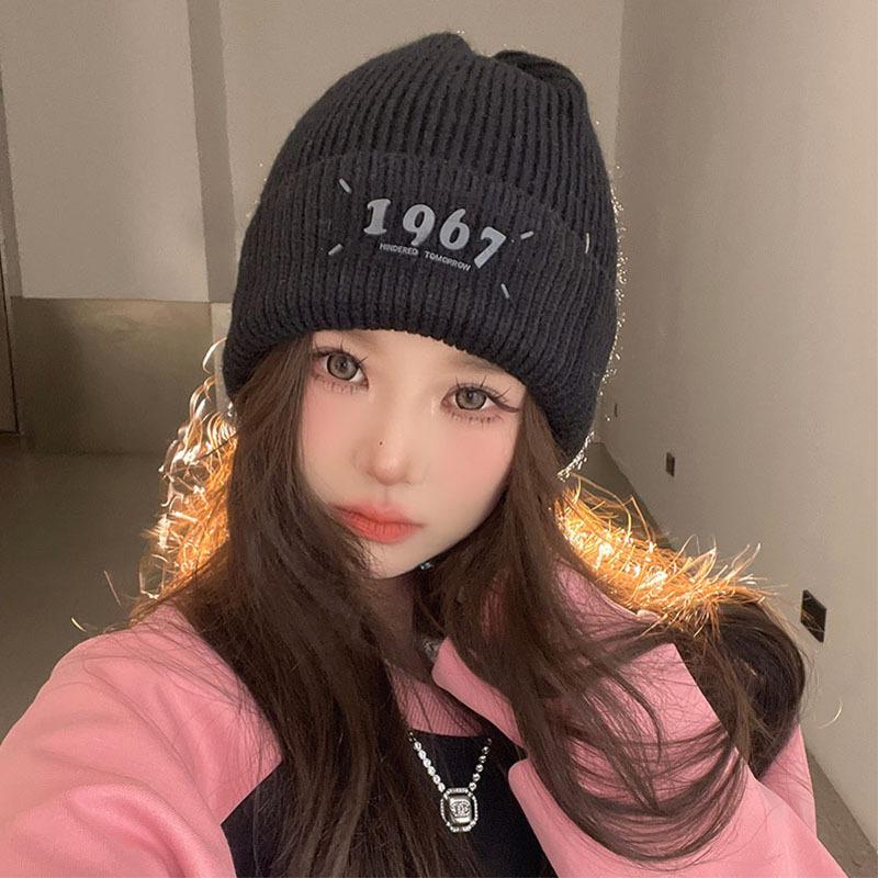 Women's Winter Warm Big Head Knitted Hat Korean Style Fashionable and Versatile Student Windproof Ear Protection Wool Hat