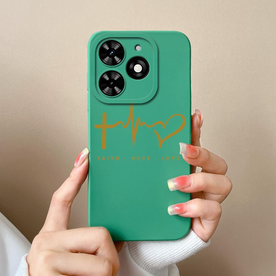 For Tecno Spark Go 2024 Case Simple Heart Soft Liquid Silicone Camera Protection Back Cover For Tecno SparkGo Funda Phone Shell